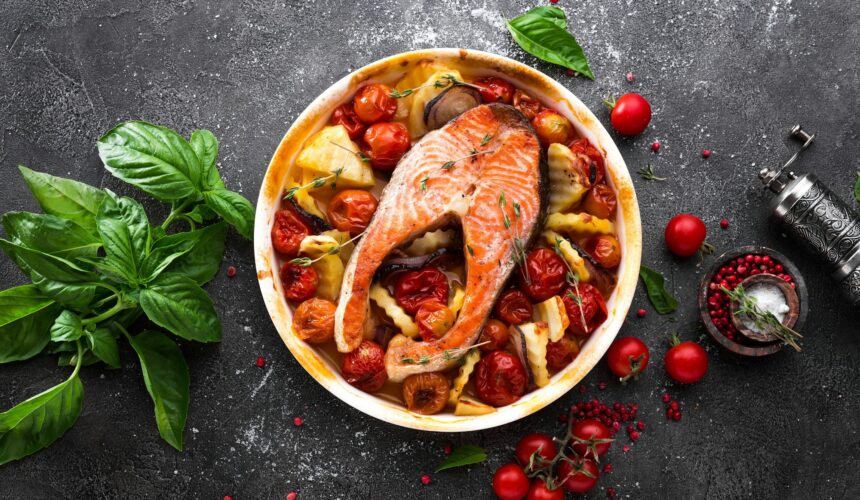 Recipe for Baked Salmon with Fennel and Tomatoes